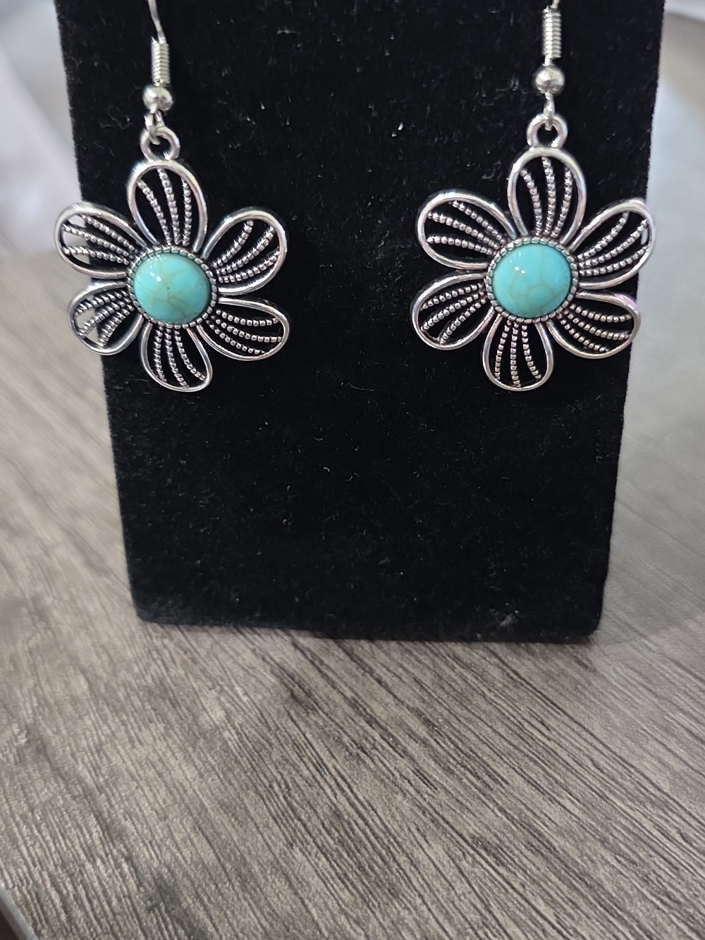 Silver Filigree Turquoise Drop Earrings - Women Jewelry